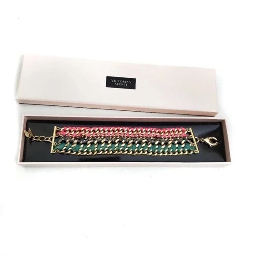 NWT Victoria’s Secret Layered Bracelet gold pink brand new chic glam collection